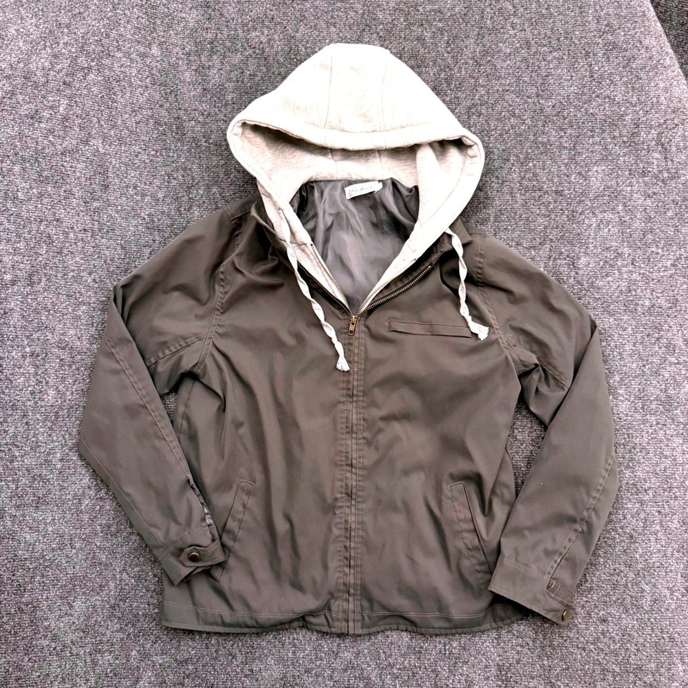 Fashion Classic Fashion Hooded Jacket Womens Large Gray Layered Utility